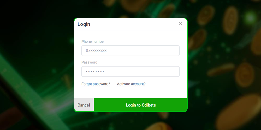 Personal data for logging into your casino account.